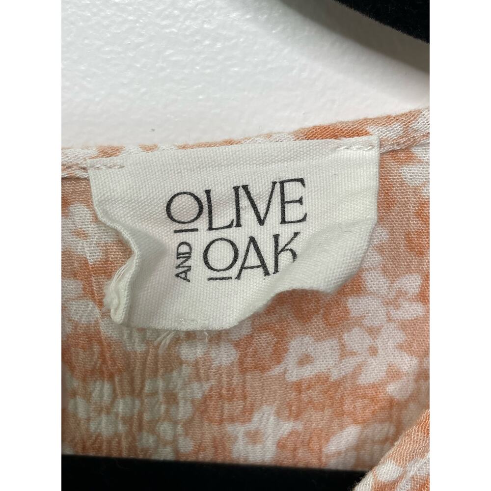 Olive And Oak Curved Short Sleeve Ditsy Floral Printed Top Brown Womens Size S - Picture 4 of 8